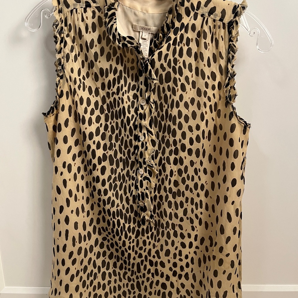 J. Crew Tan and Black Sleeveless Blouse